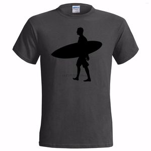 Heren t shirts vangst surfplank heren shirt test printing surf surfen zeebord groothandel surfer kerel silhouet