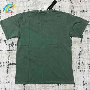 T-shirts voor heren cav Empt c.e fuzzy printing top tee vintage gewassen batik green cavemedt T streetwear korte mouw