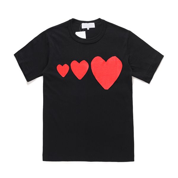 T-shirts pour hommes CDG Trois coeurs Chemise pour hommes Jouer Petit coeur rouge Couple manches courtes Commes Marque de mode japonaise Lovers Chemises Casual Tshirt New0KTD