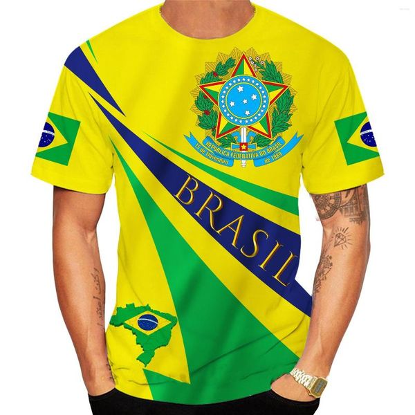 Camisetas para hombre, camiseta del centenario de Brasil, jersey de cuello redondo de verano, ropa fresca de moda de manga corta, bandera de Brasil de gran tamaño