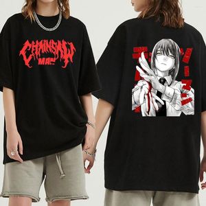 T-shirts pour hommes T-shirt homme tronçonneuse Manga Makima Power Denji Grafische imprimé japonais Anime T-shirt Kleding unisexe Korte Mouwen Tee Tops