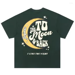 Camisetas para hombre Chaopai FGSS Street Star Logo Moon Letter Impresión de manga corta y camiseta holgada para parejas de verano