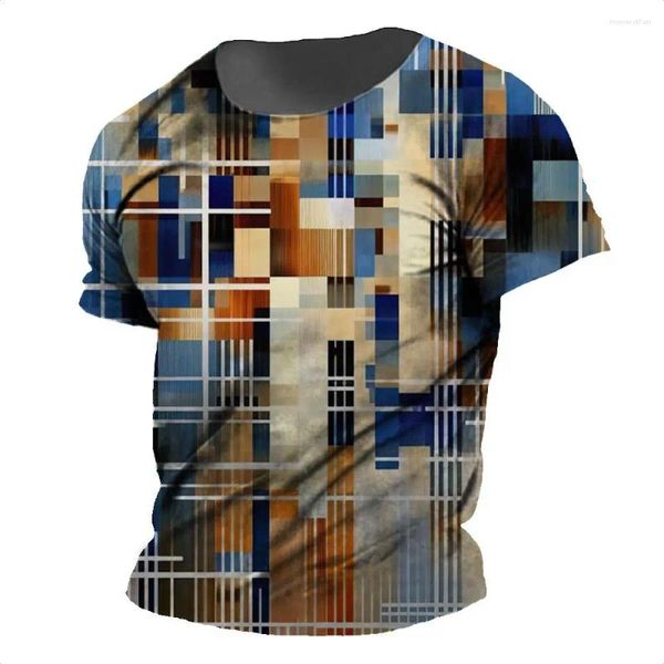 T-shirts pour hommes impression à carreaux T-shirts 3D imprimé à manches courtes hauts décontracté mode vêtements d'été grande taille rue