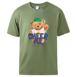 Camisetas para hombre, camiseta alegre con oso de peluche para niño, camiseta informal a la moda para hombre, camisetas cortas de algodón suave coloridas de Harajuku