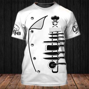 Camisetas para hombres Camisa de chef Camisetas para hombre Camisetas con estampado divertido en 3D Ropa para hombres O-cuello de gran tamaño Barato Slve Tops 5xl Hombre Vintage Punk Strtwear Y240320