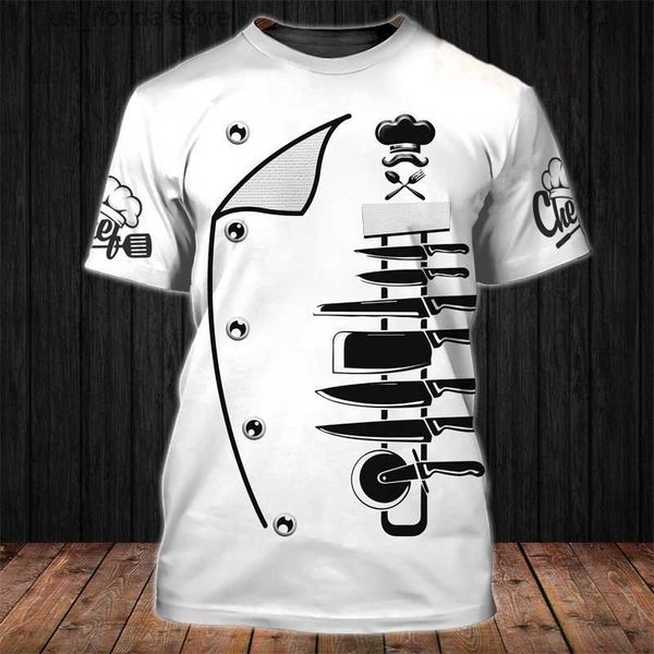 T-shirts hommes Chef Shirt Hommes T-shirts 3D Funny Print Hommes Vêtements O-Cou Surdimensionné Pas Cher Court Slve Tops 5XL Mâle Vintage Punk Strtwear Y240320