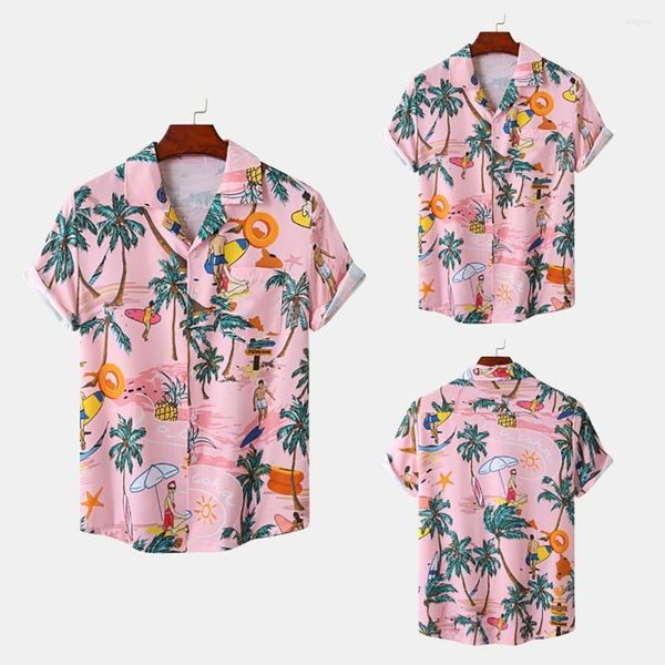 Hommes t-shirts Chic hommes été ample Cardigan haut Anti-boulochage chemise cocotier impression hawaïenne vacances vêtements quotidiens