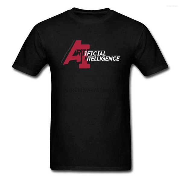 Hommes T-shirts Chic Hommes T-shirts AI Intelligence Artificielle Chemise Geek T-shirt Lettre Imprimer Tee Coton Tops Noir Vêtements D'été