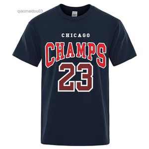 T-shirts voor heren Chicago Champs 23 USA City Team T-shirt Sport Sport Short Sleeve Hirt Men Katoen Casual T-shirt Street Ademend Hip Hop Tshirtl2404