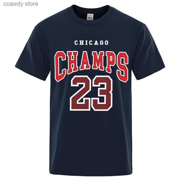 T-shirts masculins Chicago Champs 23 USA City Team T-shirt Sports Short Shirt Men Coton Casual T Vêtements Strt Breathab Hip Hop Tshirt H240507