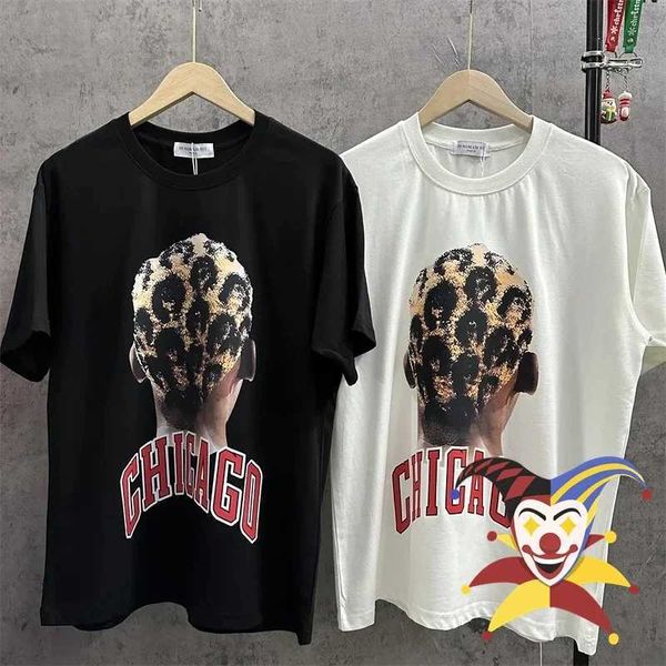 T-shirts masculins Chicago ih Nom Uh nit Leopard Print T-shirt Men Femmes Oversize Top Tees Summer Style T-shirt J240402