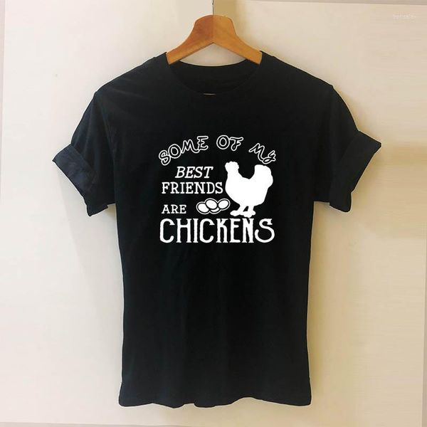 Hommes t-shirts poulets sont mon ami imprimé lettres chemise drôle t-shirt femmes vêtements décontracté à manches courtes hauts t-shirts goutte