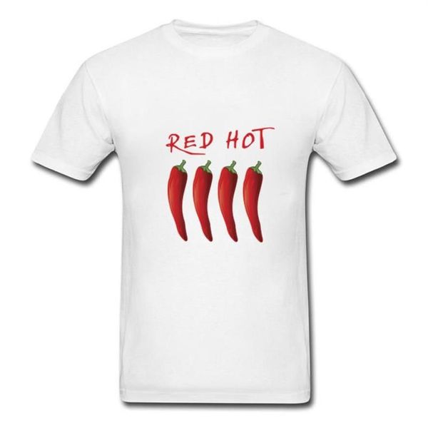 Camisetas para hombres Chili Vegetal Camiseta divertida Pimientos rojos Diseño Hipster Camiseta Comida picante Música Fiesta Streetwear Pre-Algodón M282G