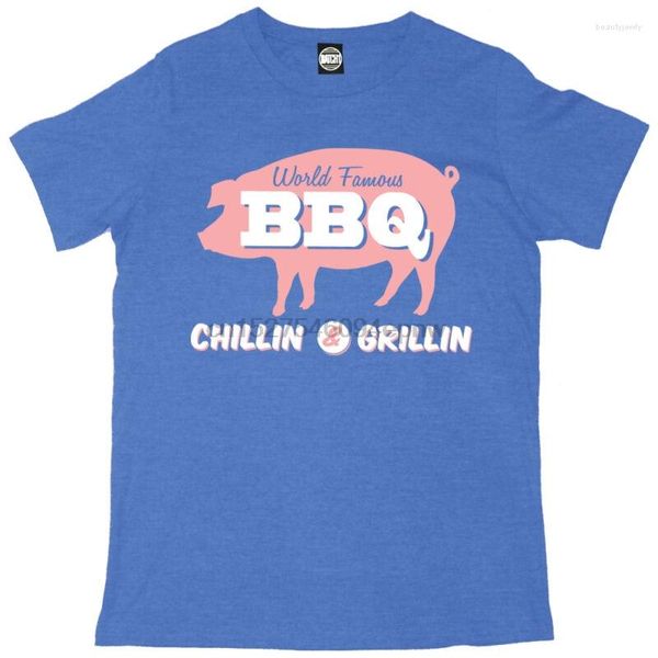 CHILLIN GRILLIN WORLD FAMOUS BBQ MENS RETRO IMPRIMÉ SUMMER CHEF T-SHIRT