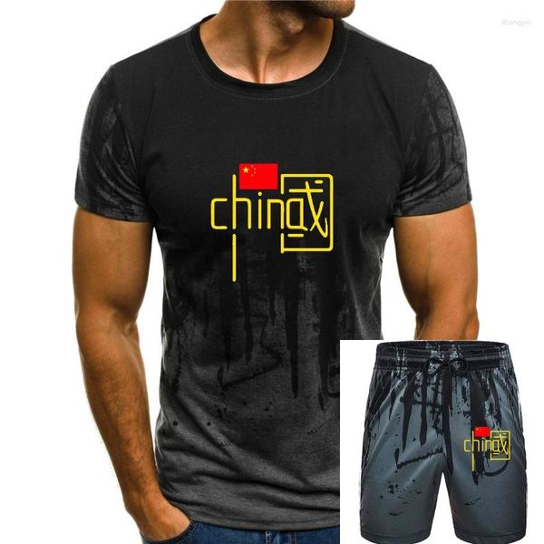 T-shirts pour hommes Chine T-shirt Drapeau chinois Manches courtes Été Pur coton Vêtements décontractés Street Fashion Top