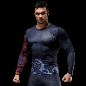 T-shirts pour hommes Style chinois impression 3D mode Fitness sport T-shirts Streetwear Hip Hop décontracté manches longues Compression hauts à séchage rapide 230204