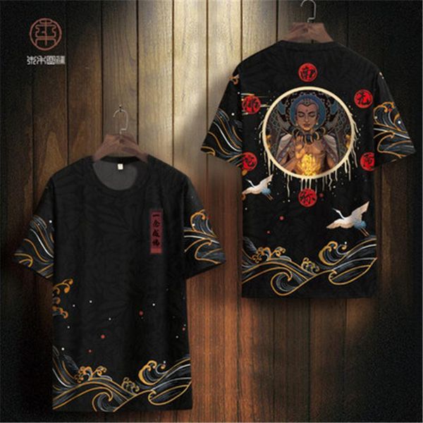 Camisetas de hombre Estilo chino Cabeza de Buda Impresión digital Camiseta de manga corta Calidad de verano Hueco Transpirable Lujo Icy MenS-6XLMen's