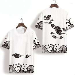 T-shirts pour hommes de style chinois T-shirt blanc à manches courtes et col rond