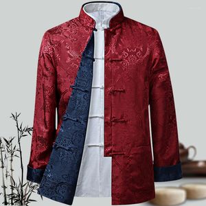 Heren t shirts Chinese traditionele kleding hanfu mannen tops moderne modestijl Aziatische jurkjaar shirt jassen jassen online winkel