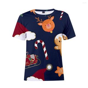 Camisetas para hombre Navidad Impresión 3D Moda para hombres y mujeres Camiseta de manga corta Material suave Al aire libre Casual Niños sueltos