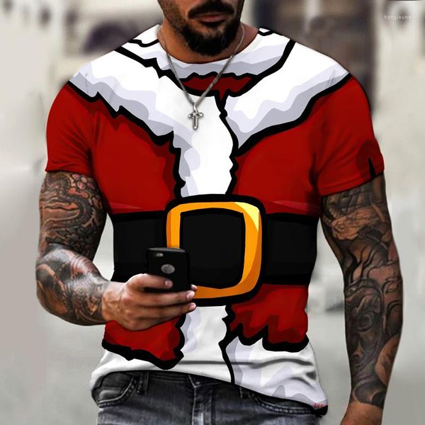 T-shirts pour hommes Noël Carnaval 2022 Marque Hommes T-shirt Impression 3D Père Noël Costume Arbre Bonhomme De Neige Atmosphère