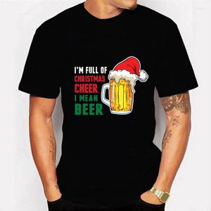 Heren t shirts kerstfeer I mannen bier grappig mannelijke ladie t-shirt casual basis o-bollar zwart shirt short mouw drop schip