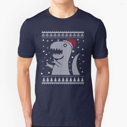 Camisetas para hombre Christmas Dino Ugly Sweater - Shirt Funny Printed Men Summer Style Hip Hop Casual Snow Gift