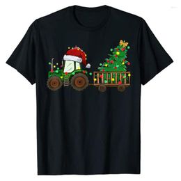 Camisetas para hombre Tractor de granja de Navidad Luces del árbol de Navidad Sombrero de Papá Noel Camiseta de granjero Regalos Suéter feo Estilo Pijamas Camisetas navideñas