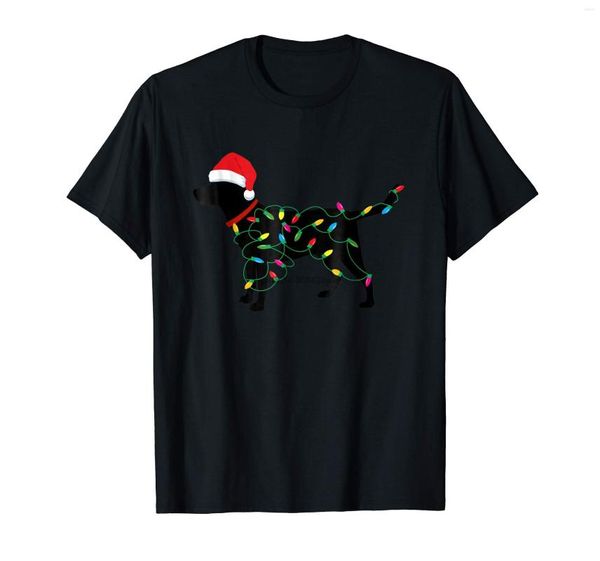 T-shirts pour hommes Christmas Labrador Retriever In Santa Hat Xmas Lights Shirt-Men's T-Shirt-Black