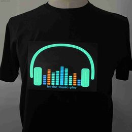 T-shirts pour hommes Fête de Noël Dj Equalizer Affichage Musique Lumineuse Allumer Glowing LED T-shirt Q240130