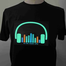 Heren T-shirts Christmas Party Dj Equalizer Display Lichtgevende Muziek Oplichten Gloeiende Led T-shirt J230731