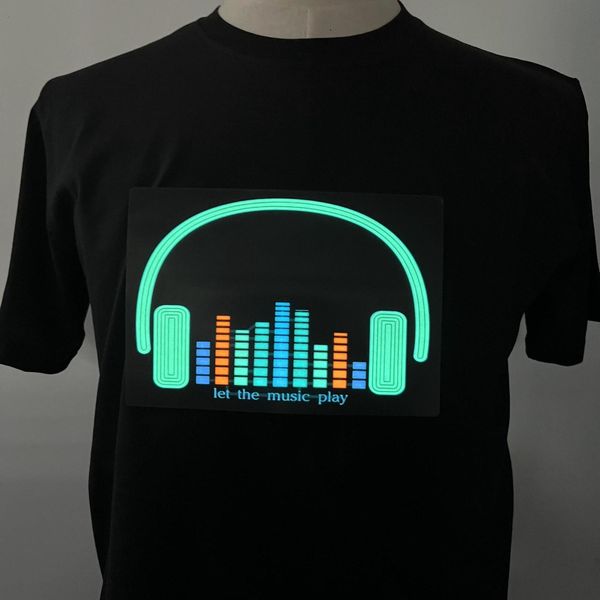 T-shirts pour hommes Fête de Noël Dj Equalizer Display Musique lumineuse Light Up Glowing Led T-shirt 230522