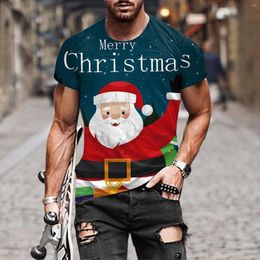 Men's T Shirts Christmas Santa Claus Print Mens Carnival Party Clothes Vantage Red Xmas Sweater Funny Short Sleeve Pattern Tshirts