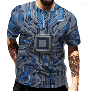 Camisetas para hombres Camiseta 3D Camisa impresa para hombres Mujeres Summer Casco CHIP Electrónico Camiseta Harajuku Streetwear