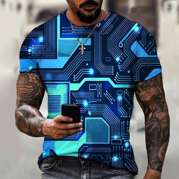 T-shirts T-shirts pour hommes CHIP électronique CPU Graphique pour hommes Vêtements Tee 3D Print Motherboard Contexte Contexte Court-manches