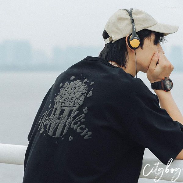 T-shirts pour hommes Cityboy mousse imprimé T-shirt à manches courtes mode ample Style de Hong Kong en été