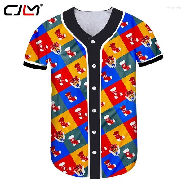 T-shirts pour hommes CJLM Vêtements imprimés en 3D pour hommes Bas de Noël et coffrets cadeaux Creative Diamond Man Winter Baseball Shirt
