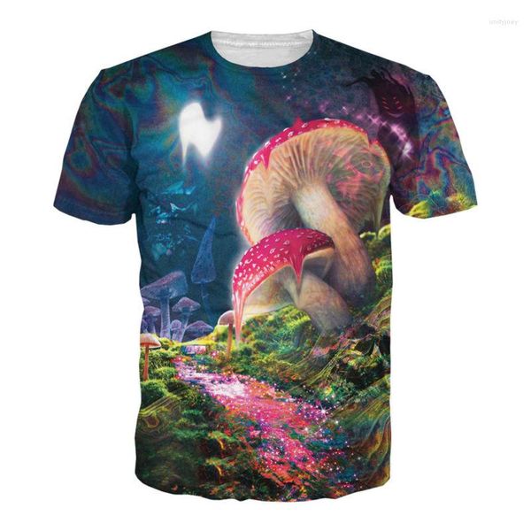 T-shirts pour hommes CJLM Plus Taille 6XL Bad Trip T-shirt Vision A Melting Mushroom Tees Hommes / Femmes 3D Imprimer Mode Chemise colorée Tops