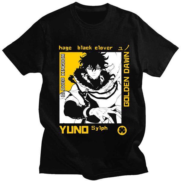 Camisetas de hombre Classic Black Clover Divertido Yuno Grinbellor Gráficos Camiseta Hombre Manga Anime Camiseta impresa Unisex Harajuku Camiseta de gran tamaño Top L230222