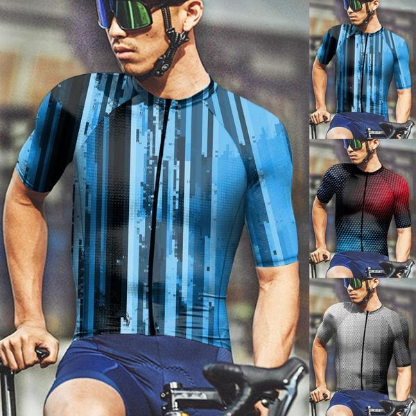 Camisetas para hombre Blusas clásicas Hombres Moda de verano para hombre Casual Fasten 3D Impresión digital Paquete con cuello en V Running Manga larga