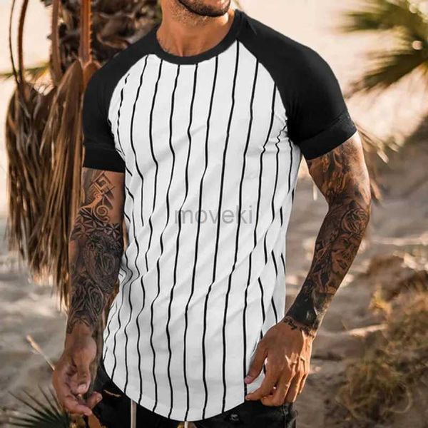 T-shirts masculins T-shirt Stripe Classic pour hommes Costume de sport décontracté Tops mode T-shirts surdimensionnés d'été Corches à manches courtes Streetwear 2443