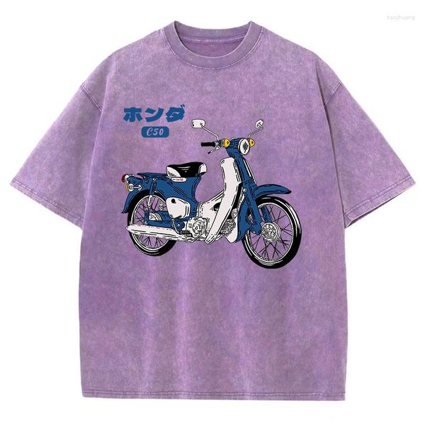 T-shirts pour hommes Classic Super Cub C50 Motos T-shirt imprimé Homme Streetwear Vintage Tshirt Mode T-shirts amples Coton Vêtements pour hommes