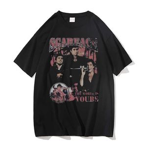 Heren T-shirts Classic Vintage Scarface Tony Montana Big Guns Little Friend Heren Tshirt Pacino Gangster Movie Tshirt Man Vrouw Harajuku Tees J230217