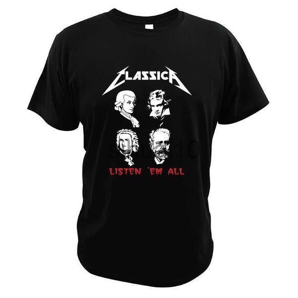 T-shirts pour hommes T-shirt classique drôle de rock Parodie Compositeur Bach Mozart Beethoven Musicien Écoutez-moi tous Meilleur cadeau T-shirt confortable J230731