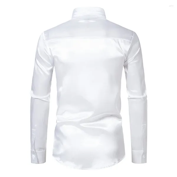 T-shirts T-shirts masculins en soie en satin de la Silk pour hommes Slim Fit Long Manchet Parties et événements (103 caractères)