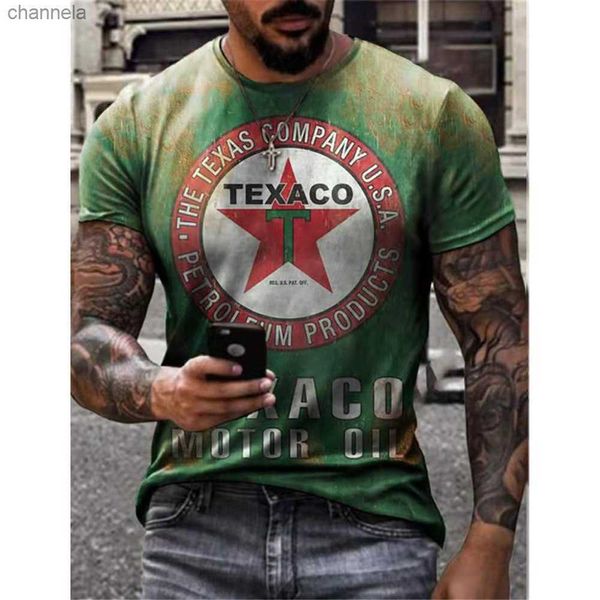 T-shirts pour hommes CLOOCL Hommes T-shirts 3D Graphic Texaco Motor Oil Pullovers Mode Casual Tops Sweats Hommes Vêtements Harajuku T-shirt S-7XL