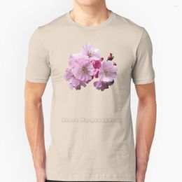 T-shirts voor heren Close-up van kersenbloesems grappig bedrukt herenoverhemd zomerstijl hiphop casual bloeiende bomen roze