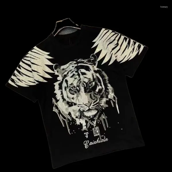 Camisetas para hombre, ropa para hombre, camiseta de manga corta de verano, camisetas informales ajustadas con cuello redondo y estampado de tigre de marca de moda coreana