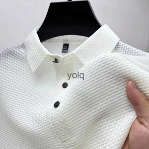 T-shirts hommes vêtements été nouveaux hommes lop-up creux polo à manches courtes glace soie respirante mode d'affaires solide golf t-shirtyolq