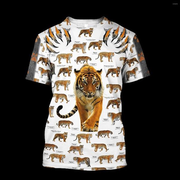 T-shirts pour hommes Vêtements Animal 3D Print Summer Tops à manches courtes Fashion Casual Casual Street Wear Tiger Graphic For Mens